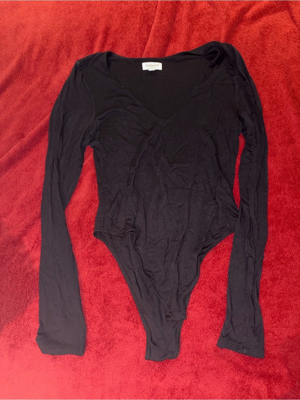 Hudson Jeans Black Long-Sleeve V-Neck Bodysuit